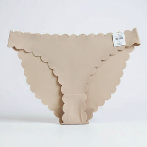Anthropologie Floreat Scalloped Bikini Underwear Nude Seamless Size L NWT
